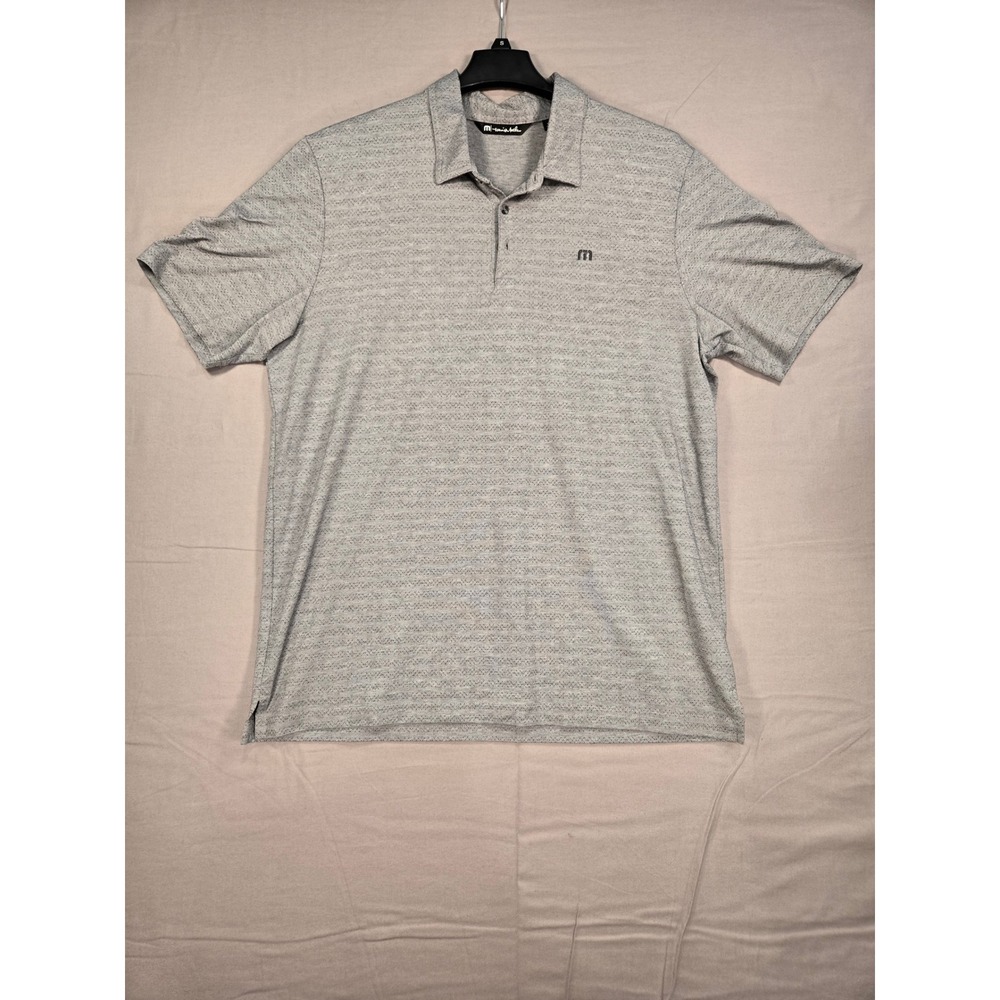 Travis Mathew Mens XXL Grey Geometric Print Short Sleeve‎ Golf Polo Shirt - Picture 6 of 12